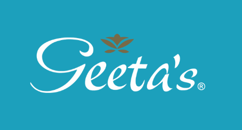 Geeta's Logo on an aqua coloured background
